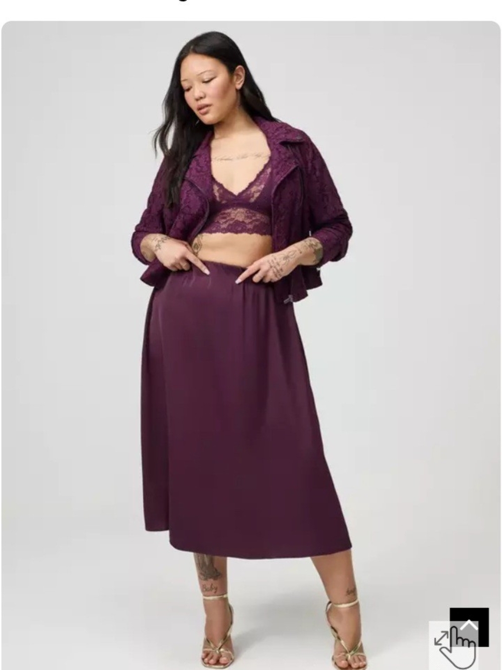 NWOT Torrid Plum Satin Midi Skirt - Picture 4 of 5